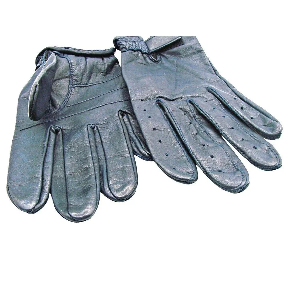 Daniel Hays Navy Blue Top Grain Cowhide Adj Wrist Leather Gloves Womens Size M